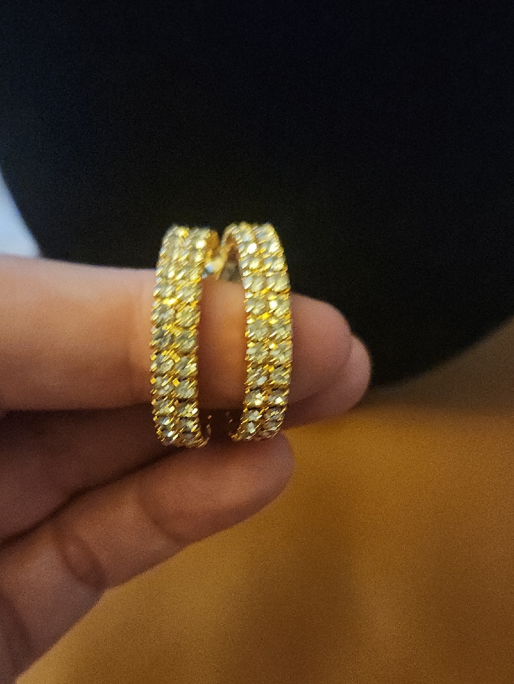 Nolan Miller Gold Tone Crystal Pave Hoop Earrings